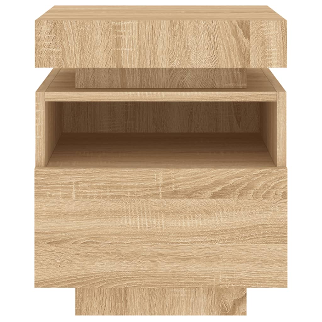 Mesita de noche con luces LED roble Sonoma 40x39x48,5 cm - Imagen 7