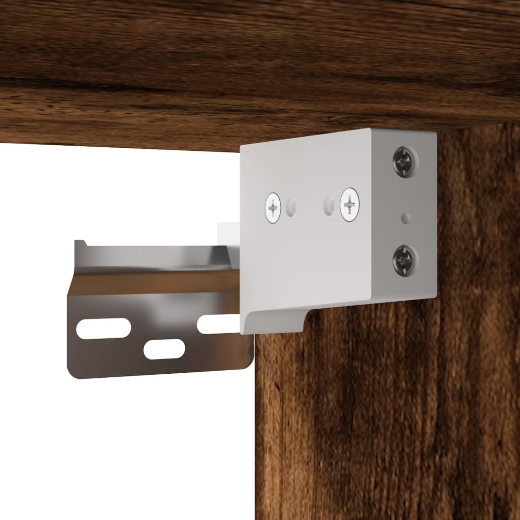 Mesita de noche de pared con luces LED roble ahumado - Imagen 11