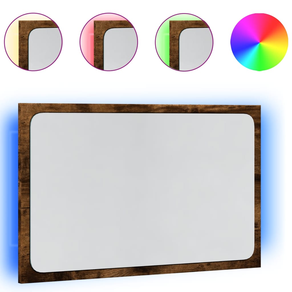 Espejo de baño LED madera ingeniería roble Sonoma 60x8,5x38 cm - Imagen 2