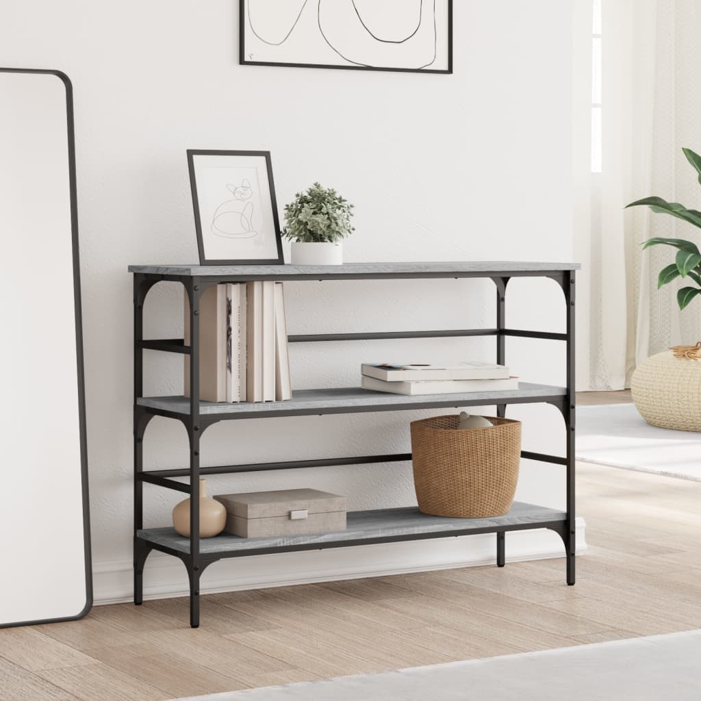 Mesa consola madera de ingeniería gris Sonoma 100x32x75 cm - Imagen 3