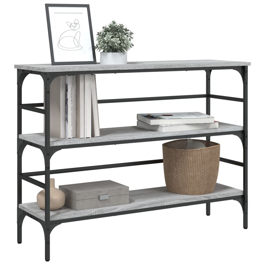 Mesa consola madera de ingeniería gris Sonoma 100x32x75 cm - Imagen 4