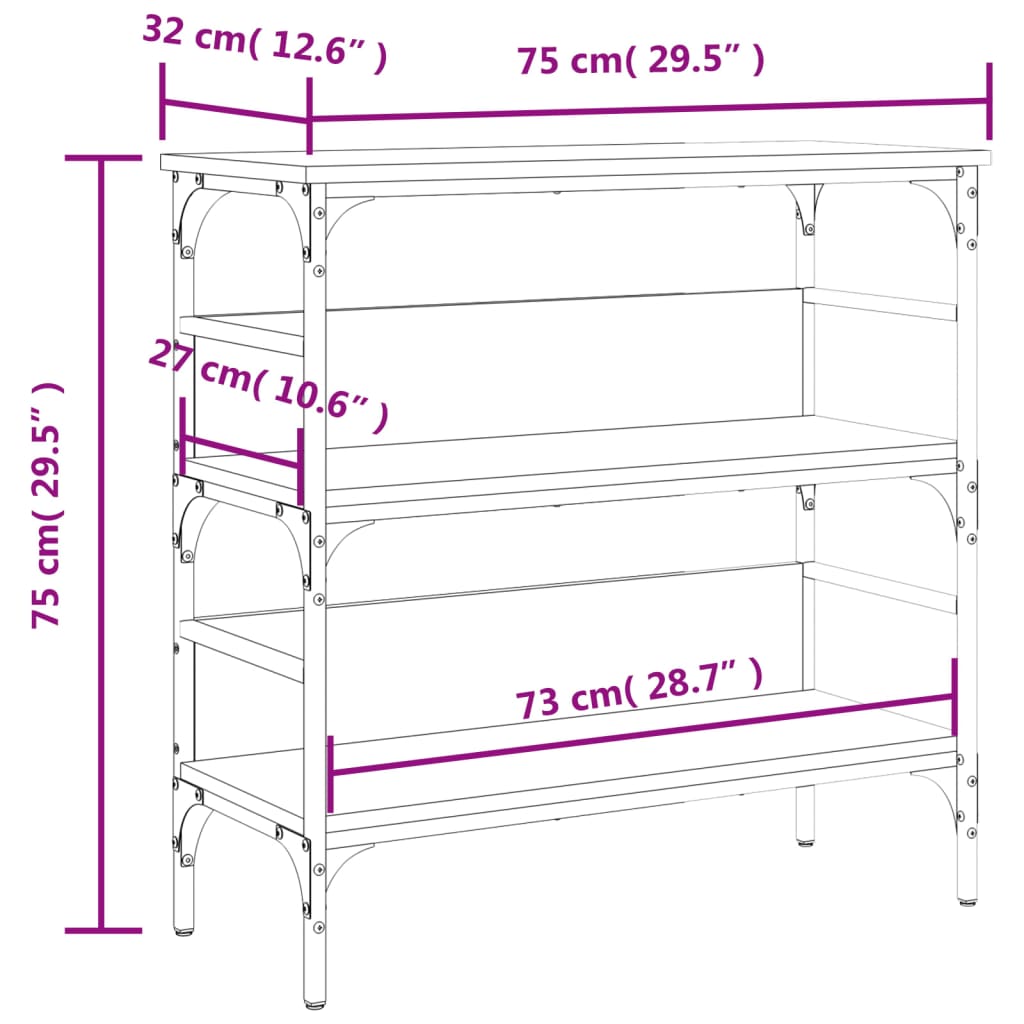 Mesa consola madera de ingeniería roble Sonoma 75x32x75 cm - Imagen 10