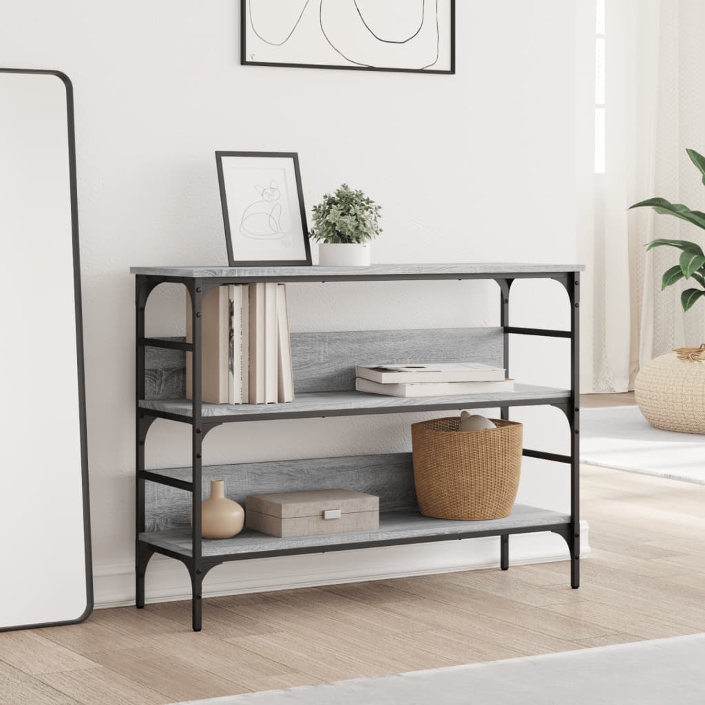 Mesa consola madera de ingeniería gris Sonoma 100x32x75 cm - Imagen 3