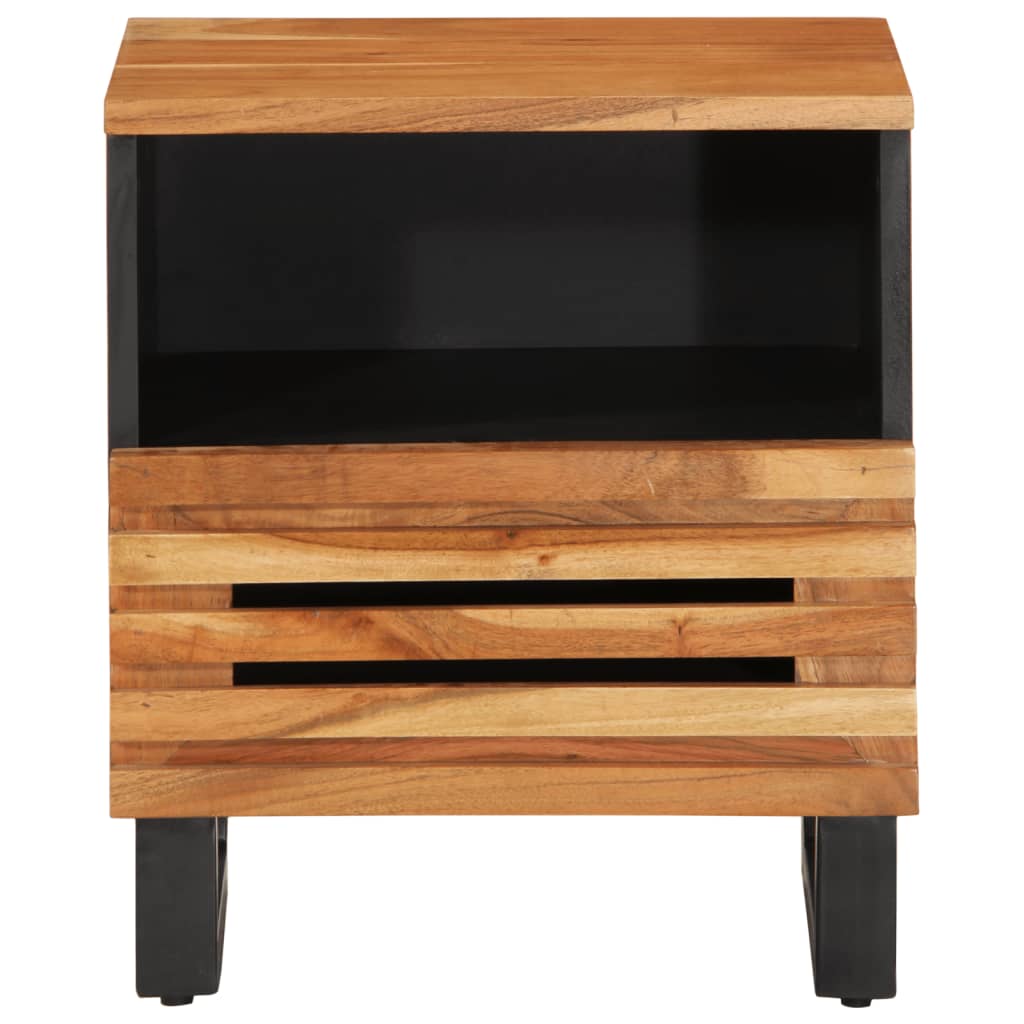Mesita de noche de madera maciza de acacia 40x34x46 cm - Imagen 3