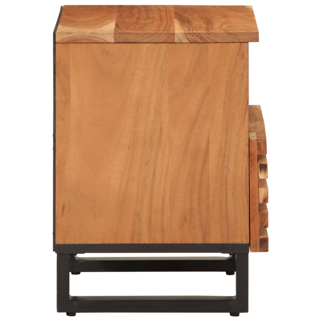 Mesita de noche de madera maciza de acacia 40x34x46 cm - Imagen 4