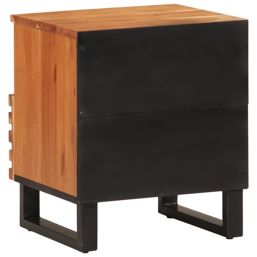 Mesita de noche de madera maciza de acacia 40x34x46 cm - Imagen 5