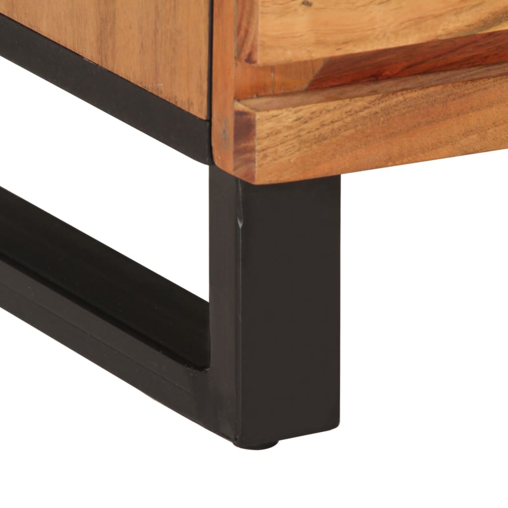 Mesita de noche de madera maciza de acacia 40x34x46 cm - Imagen 8