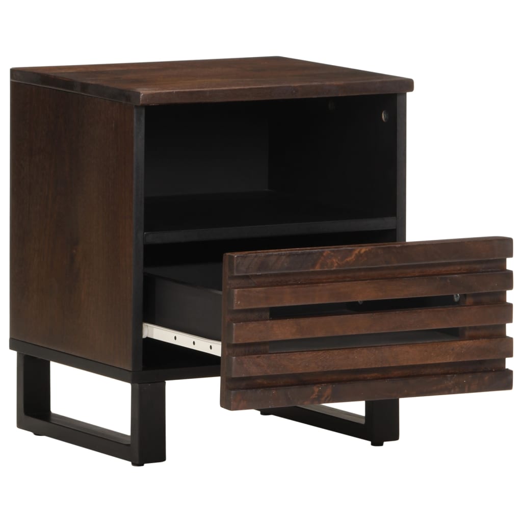 Mesita de noche de madera maciza de mango 40x34x46 cm - Imagen 2