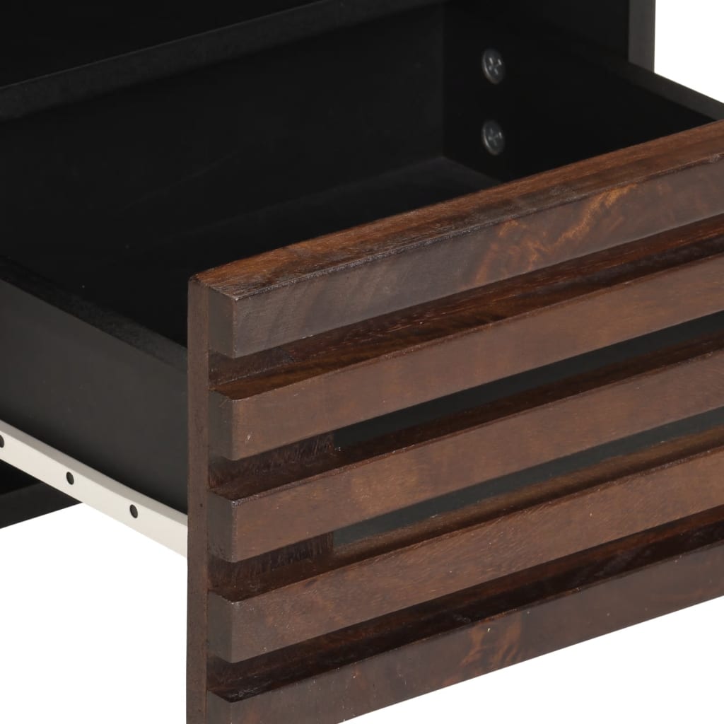 Mesita de noche de madera maciza de mango 40x34x46 cm - Imagen 7