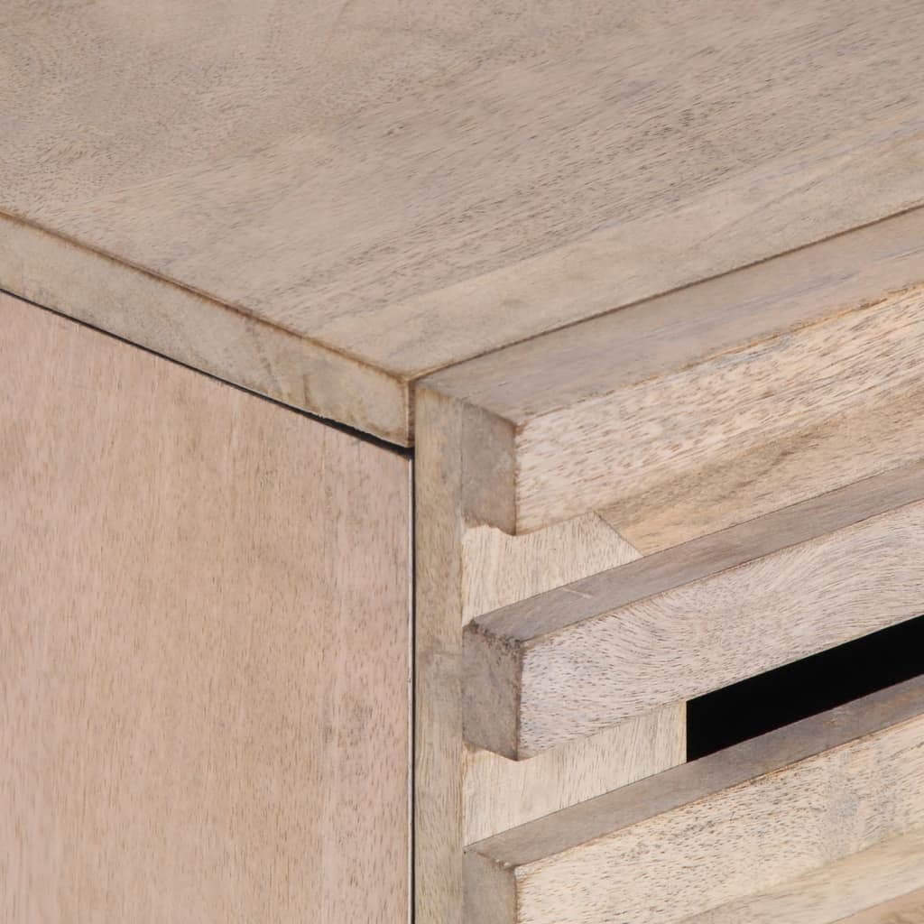 Mesita de noche madera maciza de mango blanca 50x34x60 cm - Imagen 6