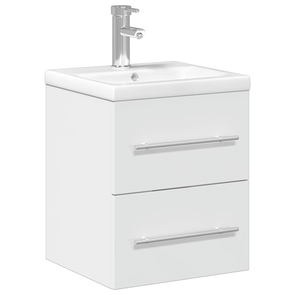 Mueble de baño con lavabo integrado blanco brillo - Imagen 2