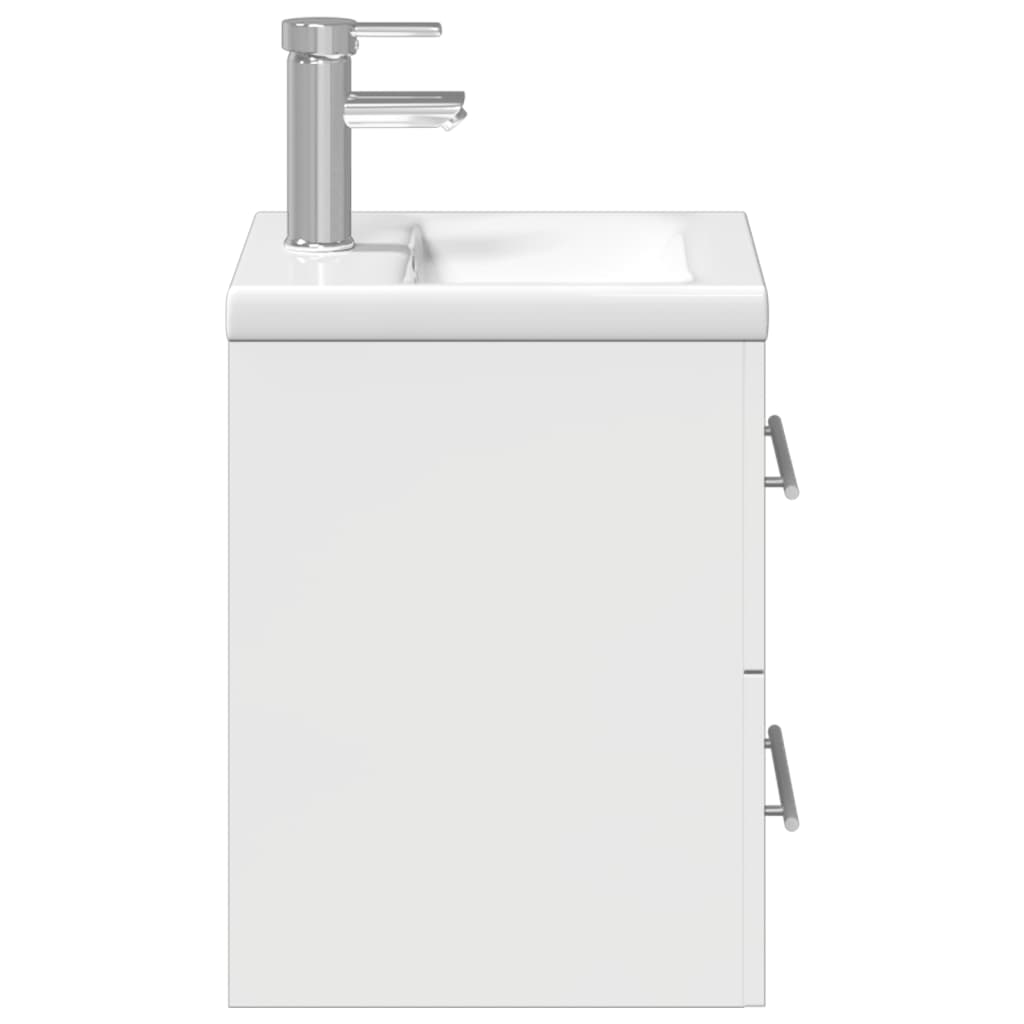 Mueble de baño con lavabo integrado blanco brillo - Imagen 6