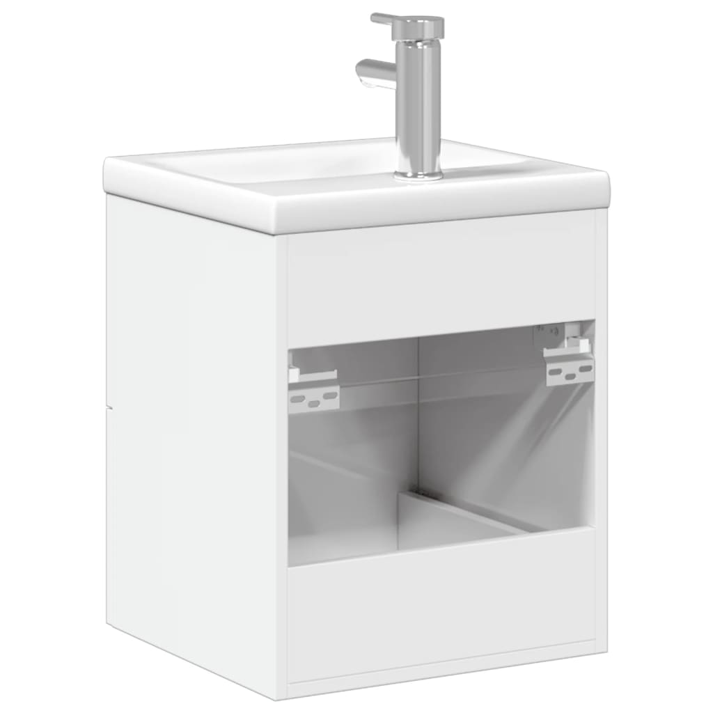 Mueble de baño con lavabo integrado blanco brillo - Imagen 7