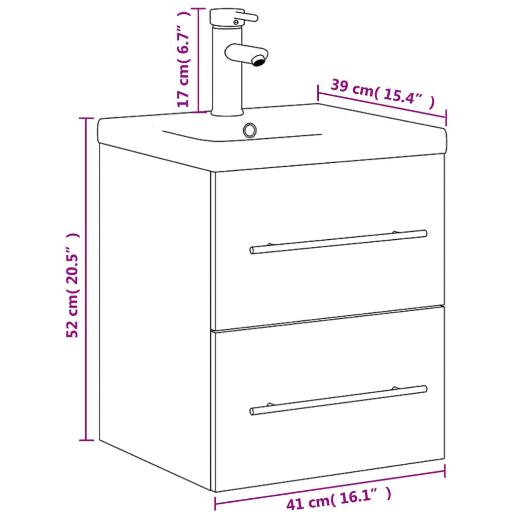 Mueble de baño con lavabo integrado blanco brillo - Imagen 10