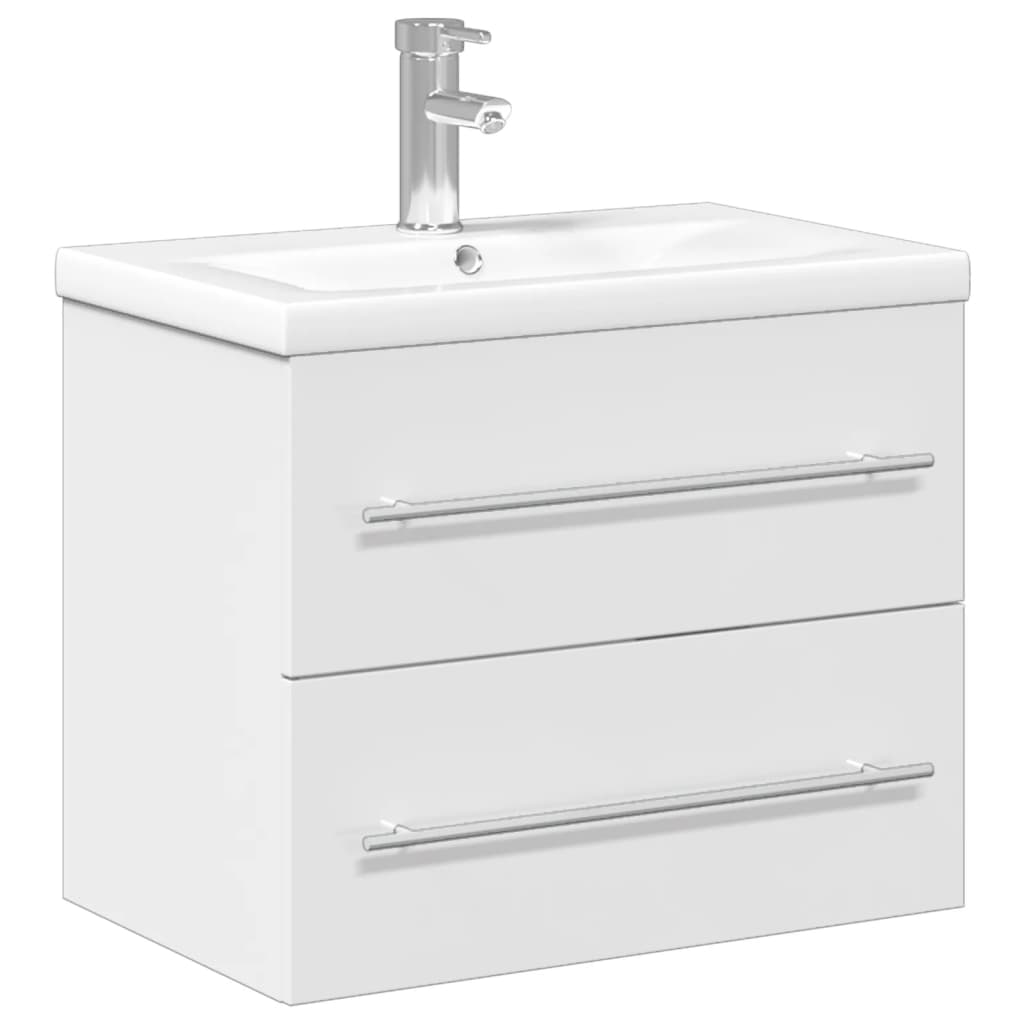 Mueble de baño con lavabo integrado blanco brillo - Imagen 2