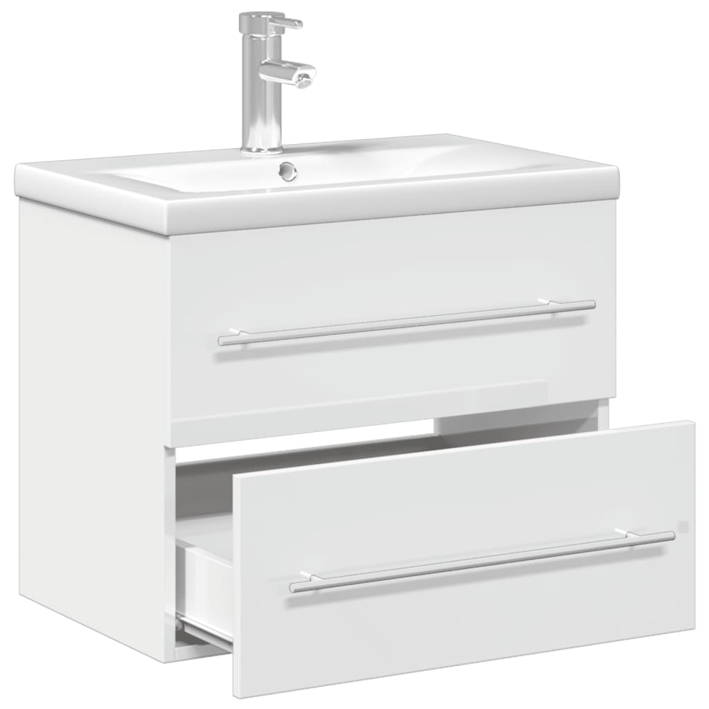 Mueble de baño con lavabo integrado blanco brillo - Imagen 5