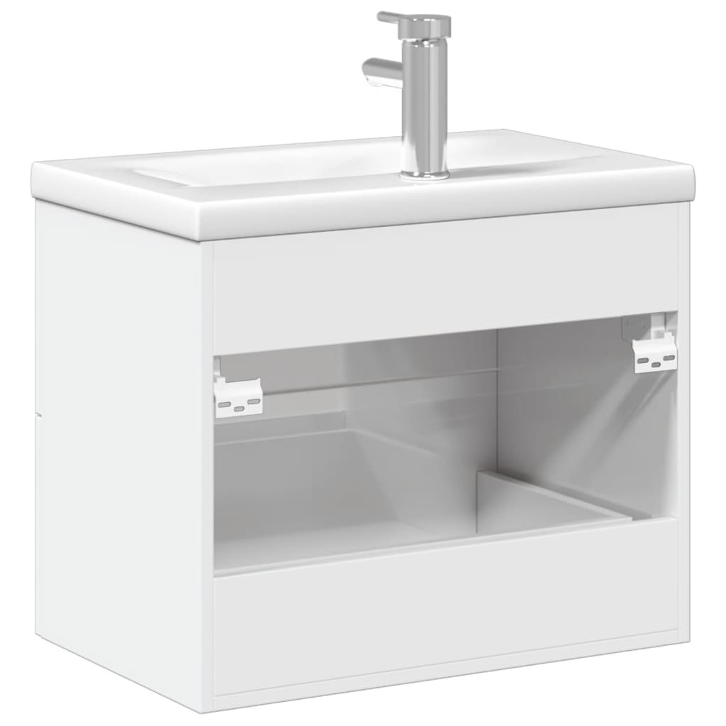 Mueble de baño con lavabo integrado blanco brillo - Imagen 7