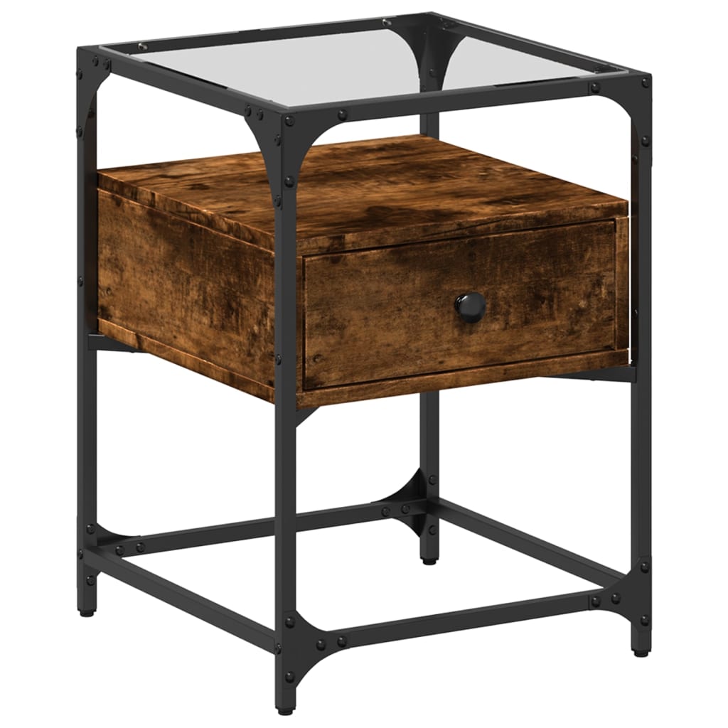 Mesita de noche madera de ingeniería roble ahumado 40x40x55 cm - Imagen 2