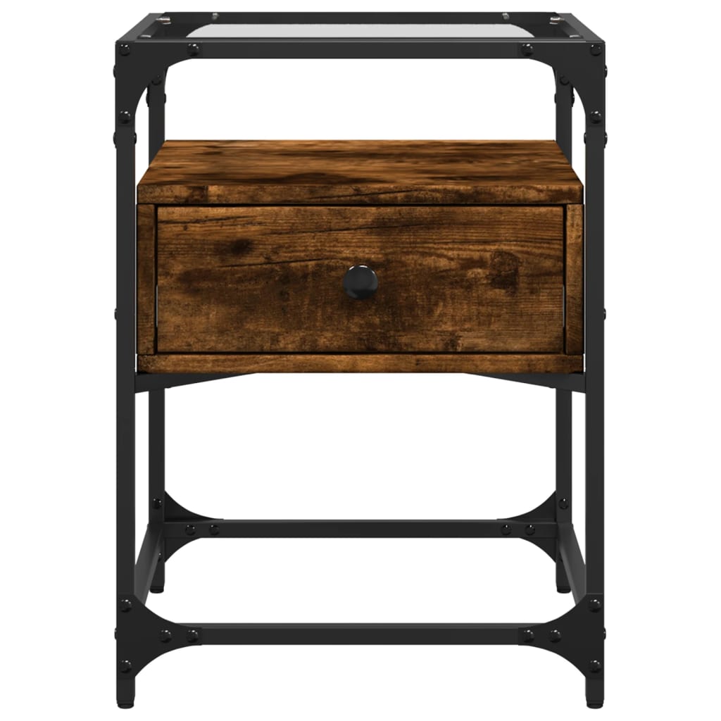 Mesita de noche madera de ingeniería roble ahumado 40x40x55 cm - Imagen 4