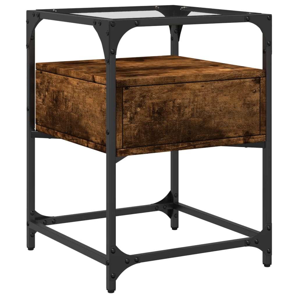 Mesita de noche madera de ingeniería roble ahumado 40x40x55 cm - Imagen 6