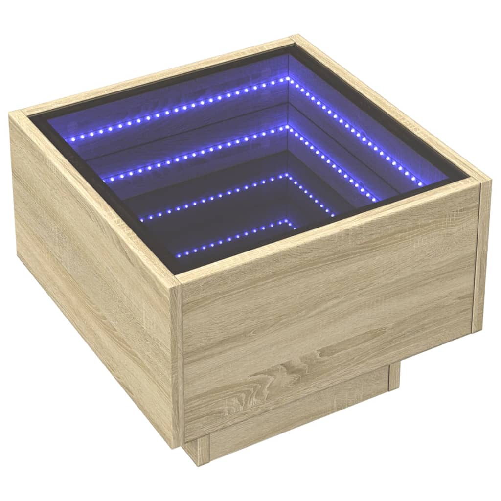 Mesita de noche con Infinity LED roble Sonoma 40x40x30 cm - Imagen 3