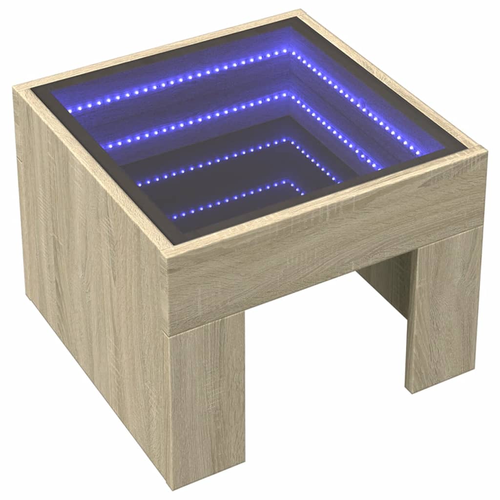 Mesita de noche con Infinity LED roble Sonoma 40x40x30 cm - Imagen 3