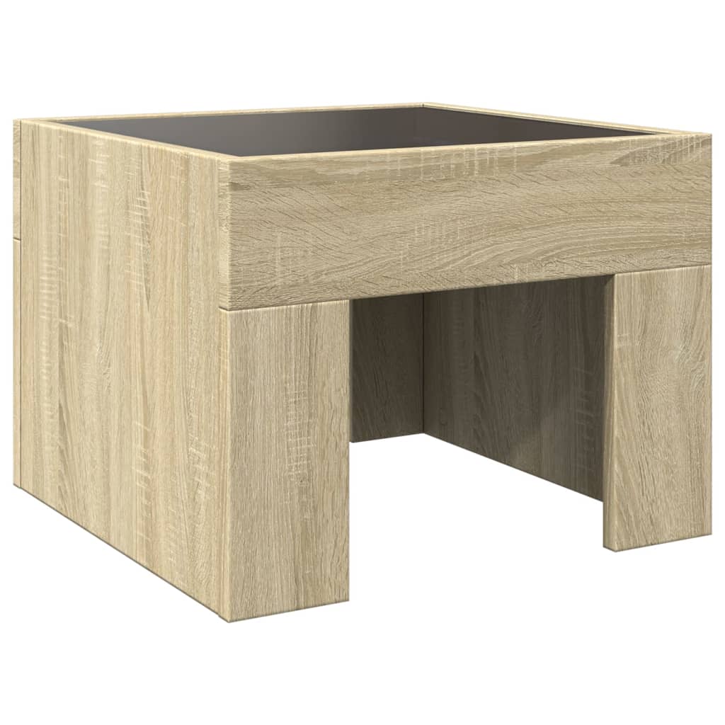 Mesita de noche con Infinity LED roble Sonoma 40x40x30 cm - Imagen 6