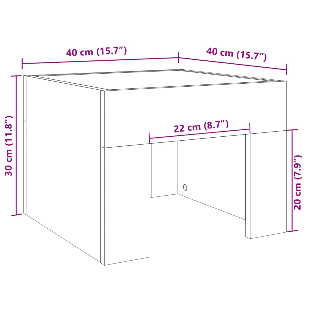 Mesita de noche con Infinity LED roble Sonoma 40x40x30 cm - Imagen 11