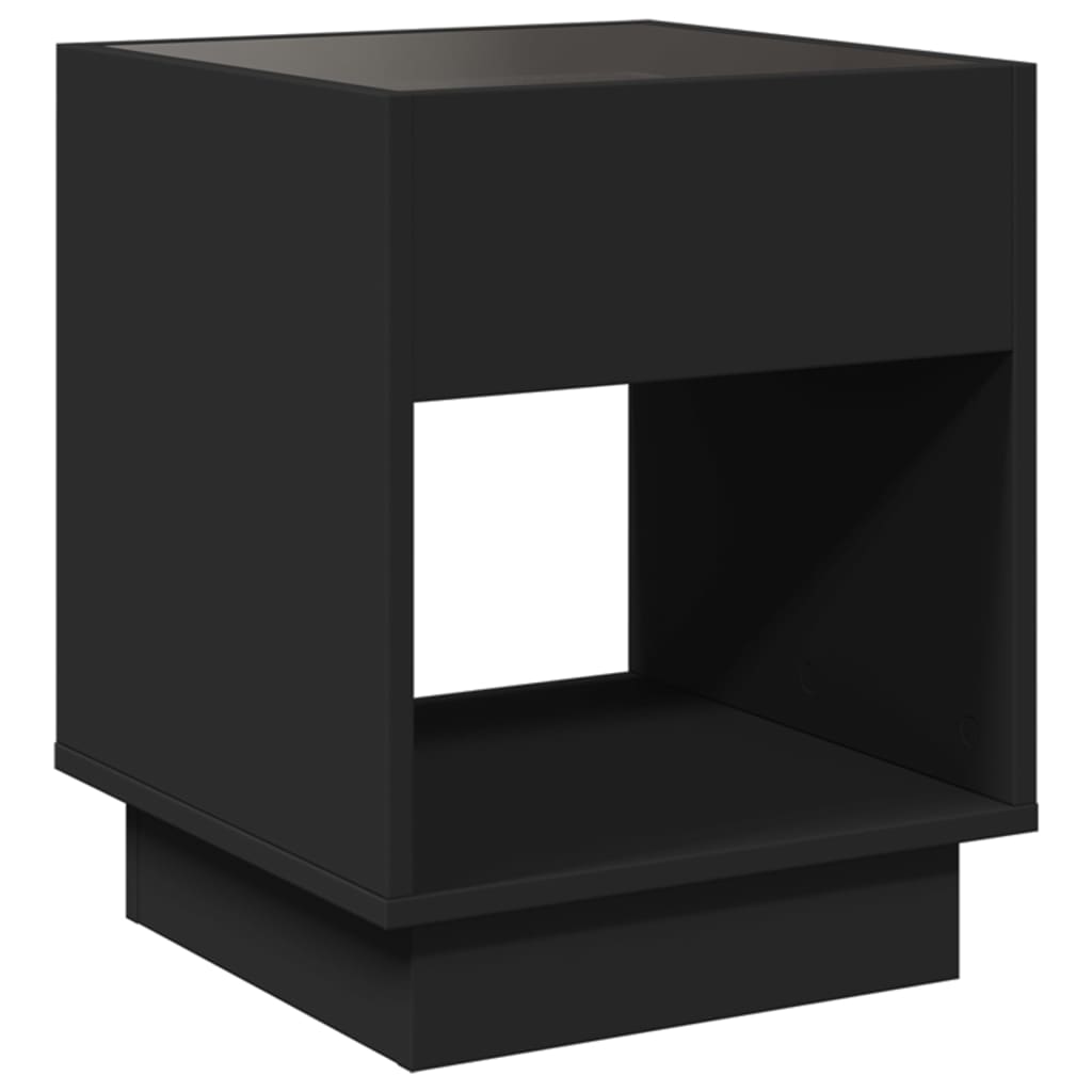 Mesita de noche con Infinity LED negra 40x40x50 cm - Imagen 8