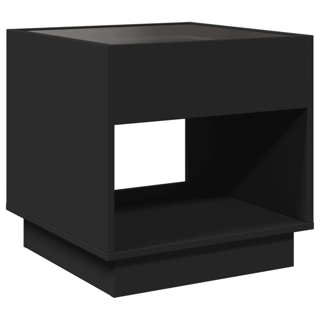 Mesita de noche con Infinity LED negra 50x50x50 cm - Imagen 8