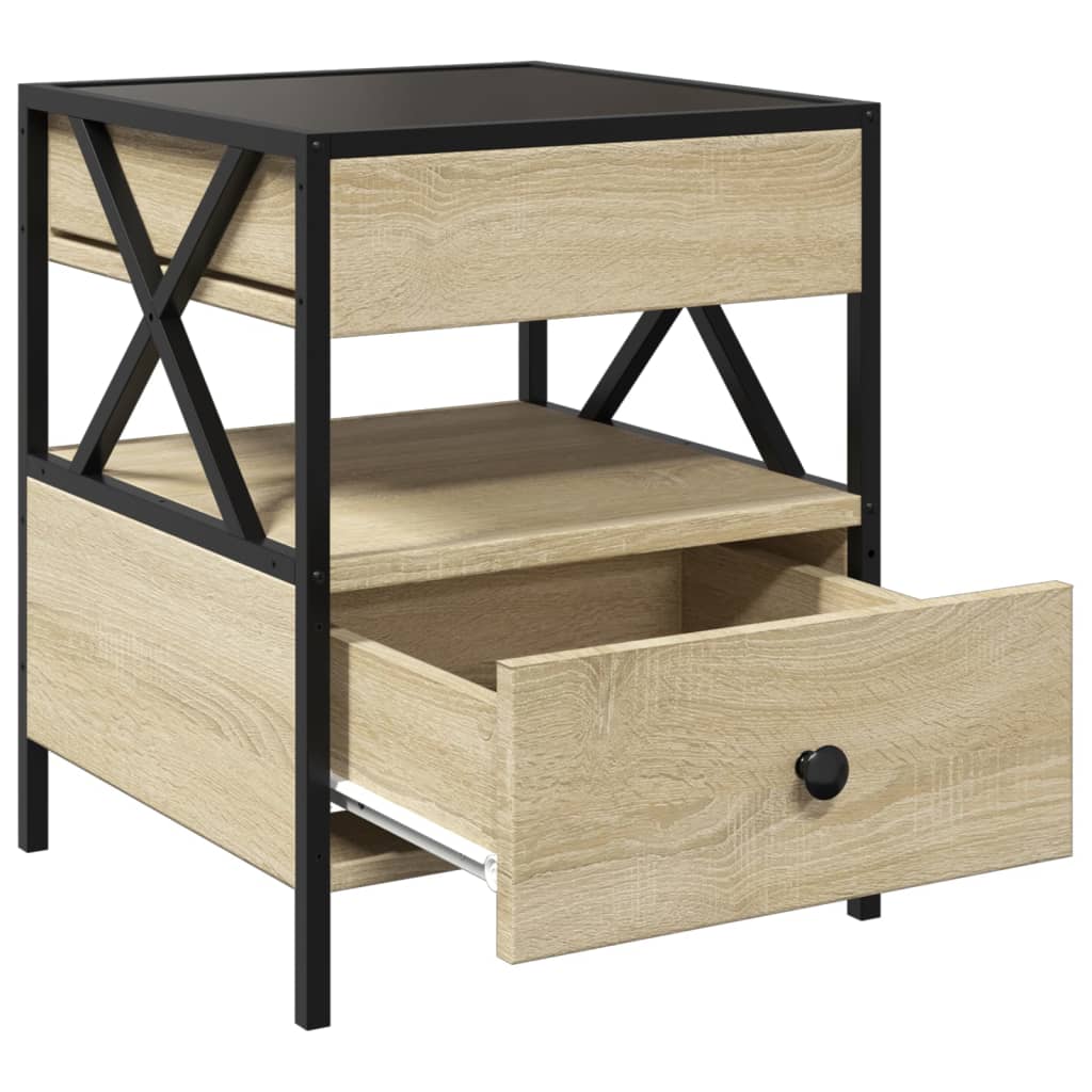 Mesita de noche con Infinity LED roble Sonoma 40x40x51 cm - Imagen 12