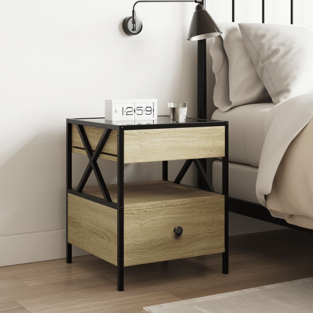 Mesita de noche con Infinity LED roble Sonoma 40x40x51 cm - Imagen 4
