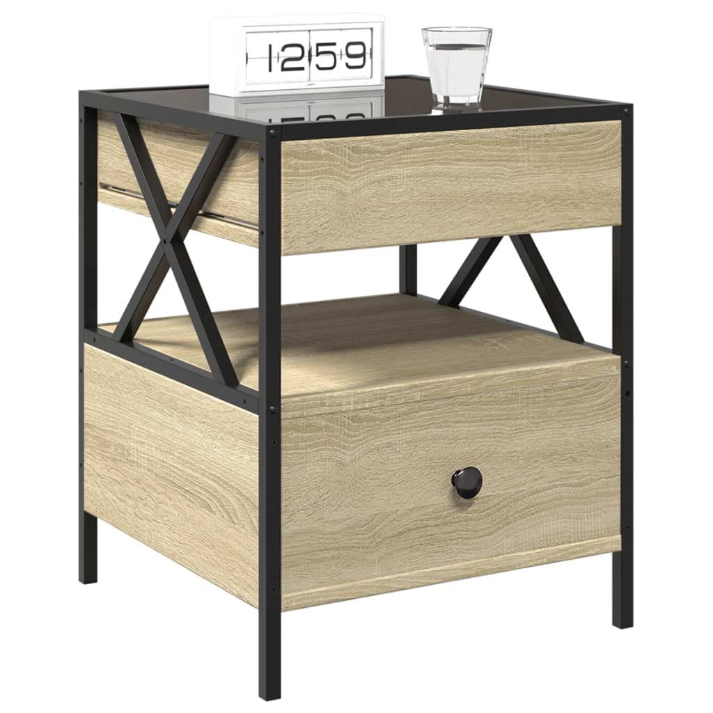 Mesita de noche con Infinity LED roble Sonoma 40x40x51 cm - Imagen 5