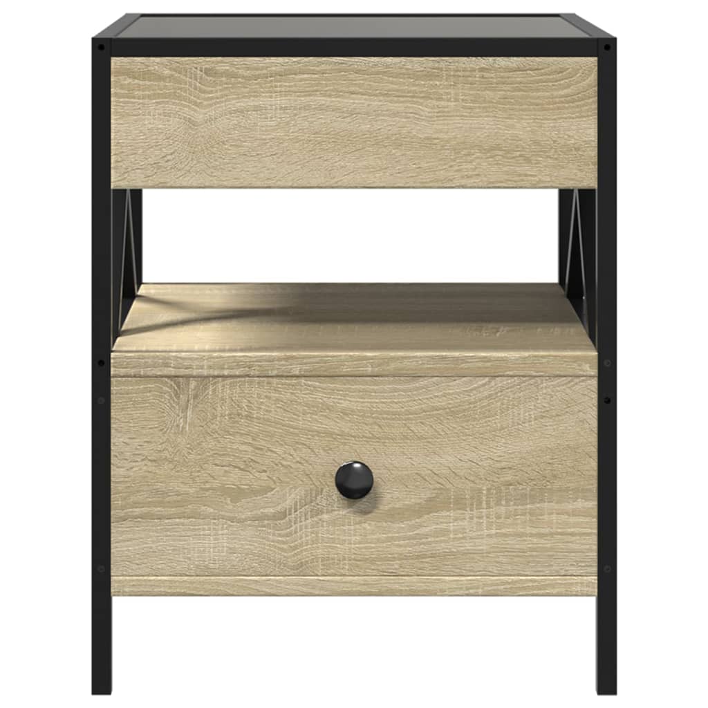 Mesita de noche con Infinity LED roble Sonoma 40x40x51 cm - Imagen 6