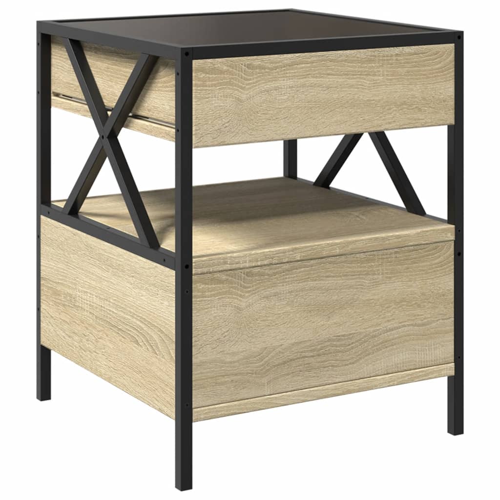 Mesita de noche con Infinity LED roble Sonoma 40x40x51 cm - Imagen 8