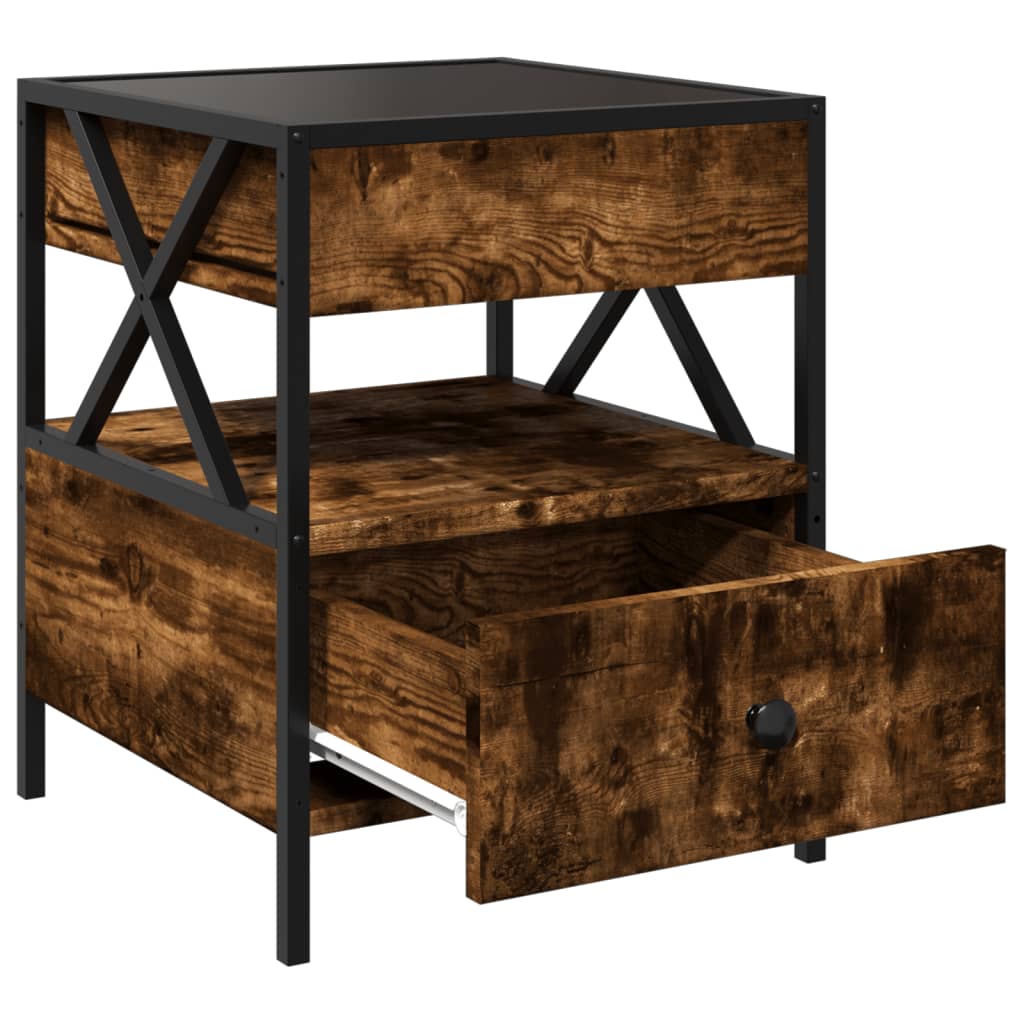 Mesita de noche con Infinity LED roble ahumado 40x40x51 cm - Imagen 12