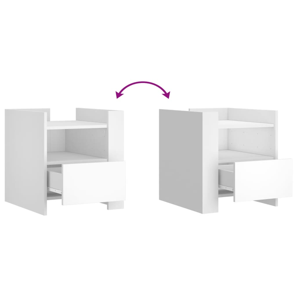 Mesita de noche madera de ingeniería blanco 45x50x50 cm - Imagen 8