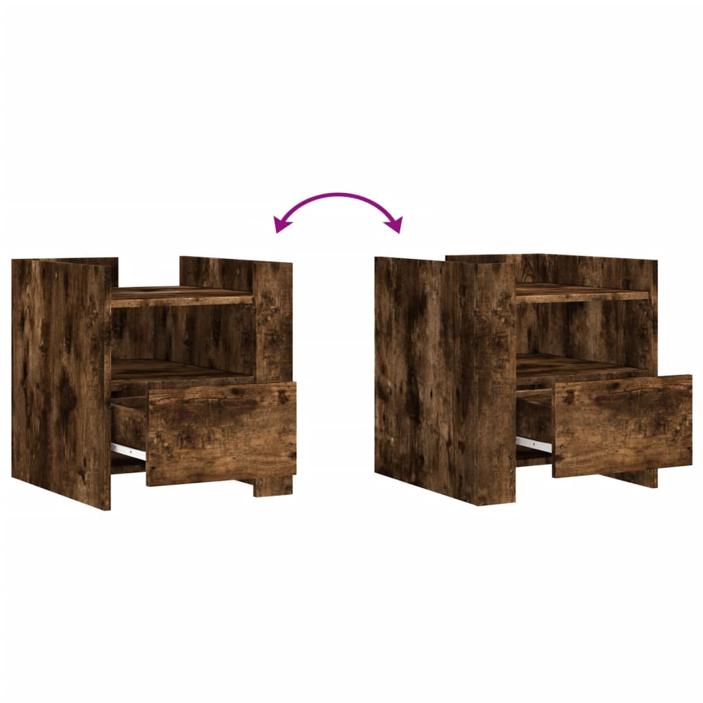 Mesita de noche madera de ingeniería roble ahumado 45x50x50 cm - Imagen 8