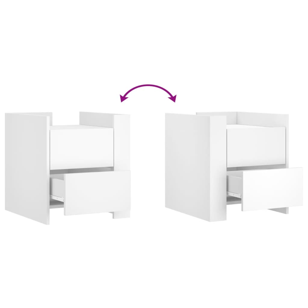 Mesita de noche madera de ingeniería blanco 45x50x50 cm - Imagen 8