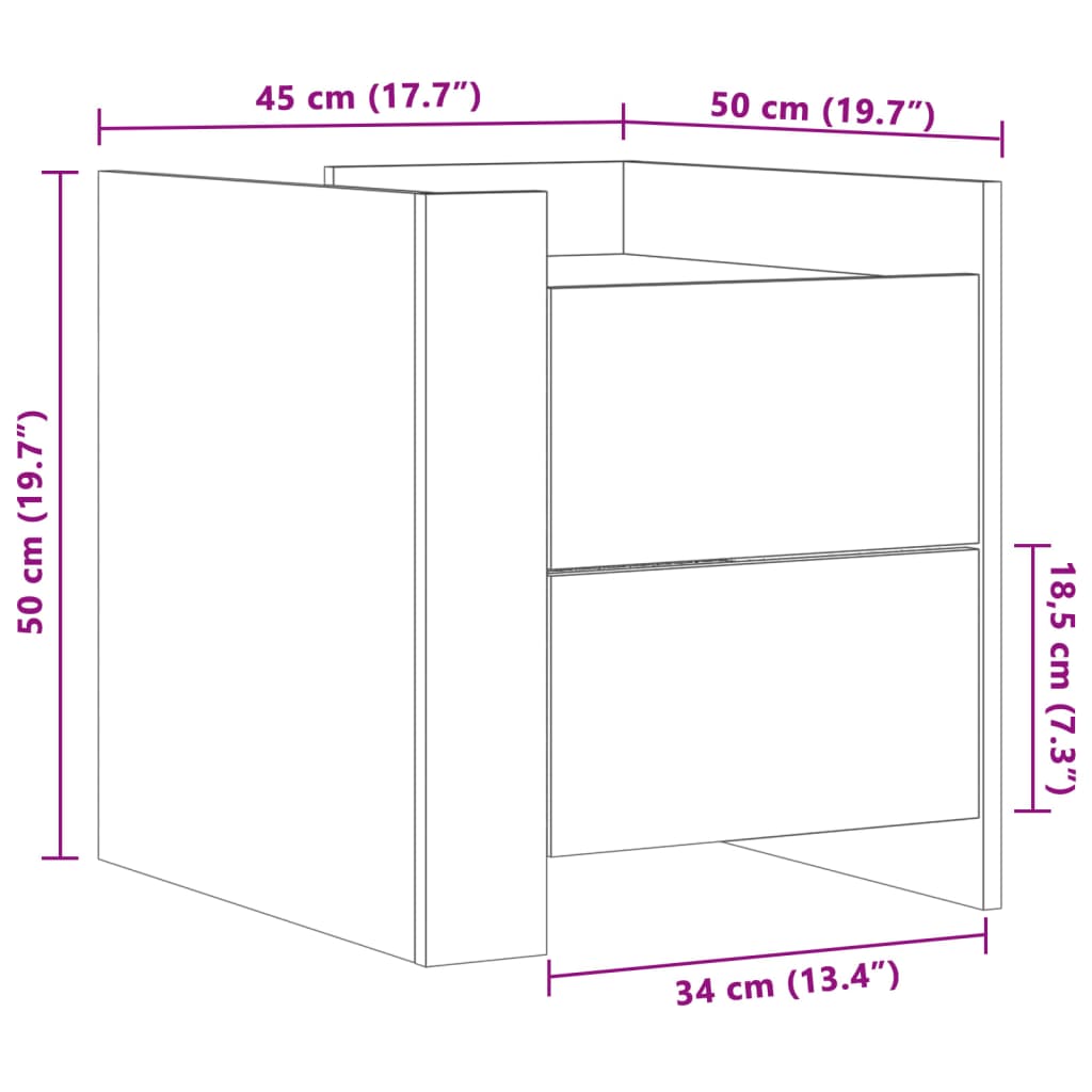 Mesita de noche madera de ingeniería roble Sonoma 45x50x50 cm - Imagen 11