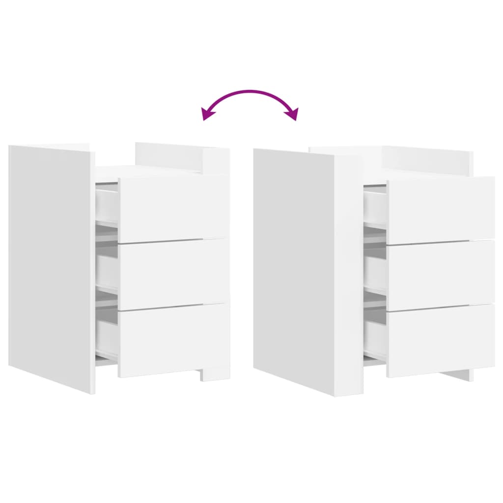 Mesita de noche madera de ingeniería blanco 45x50x65 cm - Imagen 7