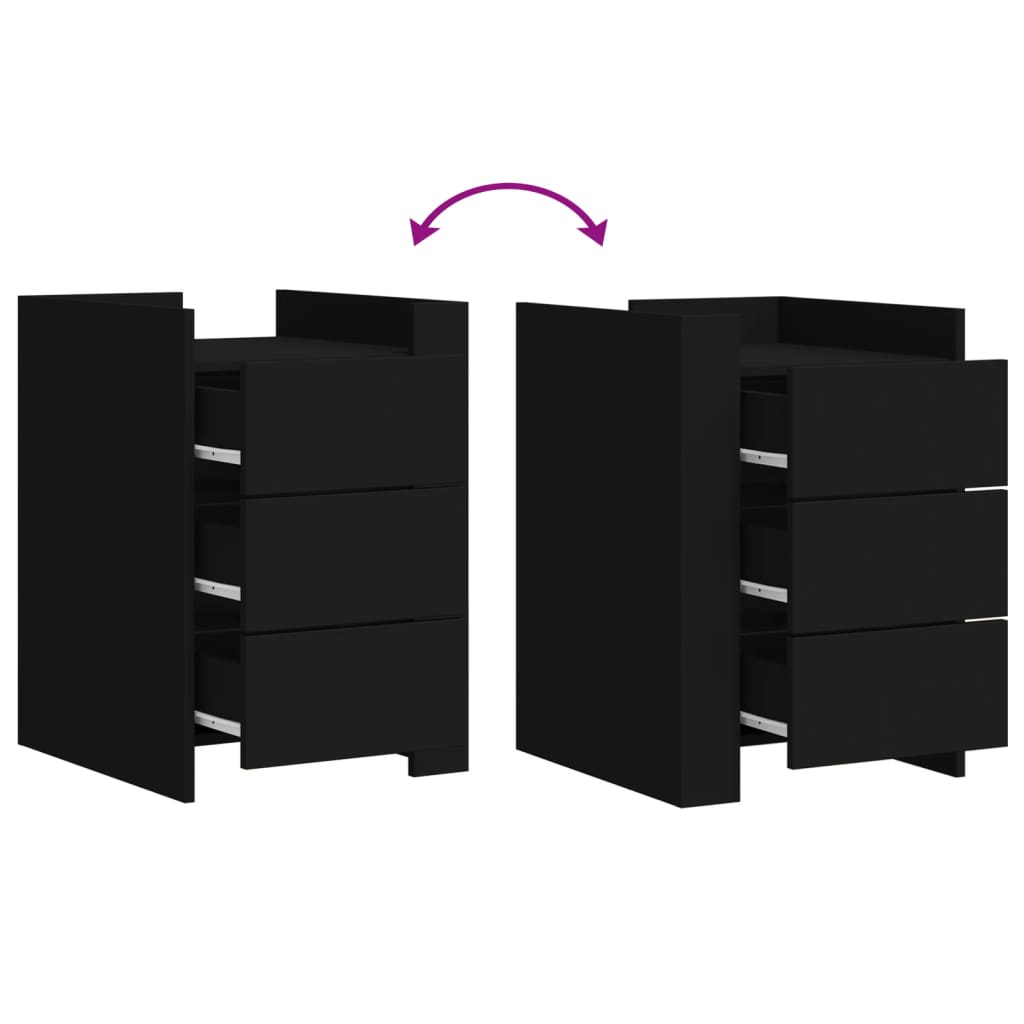 Mesita de noche madera de ingeniería negro 45x50x65 cm - Imagen 7