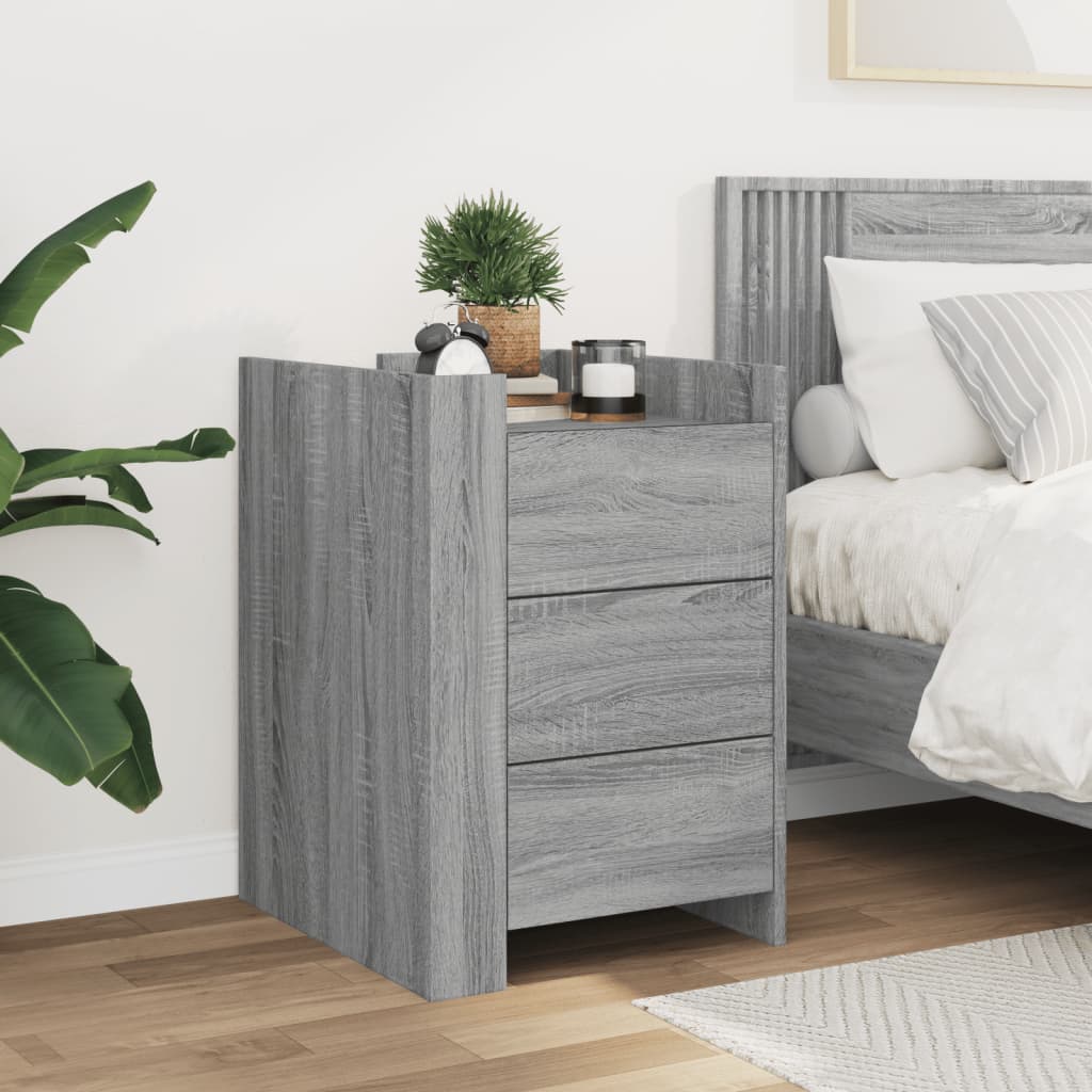 Mesita de noche madera de ingeniería gris Sonoma 45x50x65 cm - Imagen 3