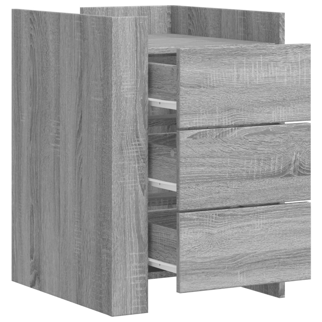 Mesita de noche madera de ingeniería gris Sonoma 45x50x65 cm - Imagen 8