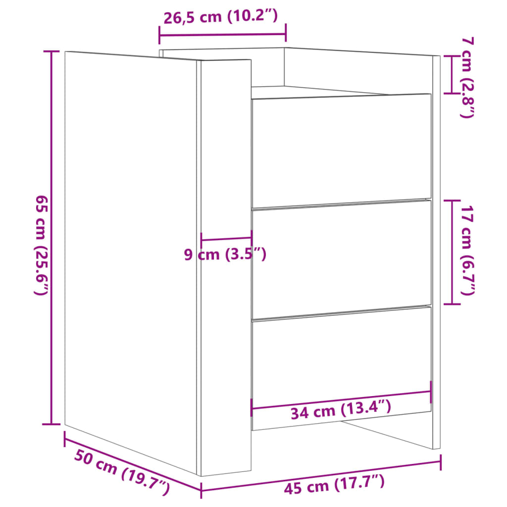 Mesita de noche madera de ingeniería gris Sonoma 45x50x65 cm - Imagen 11