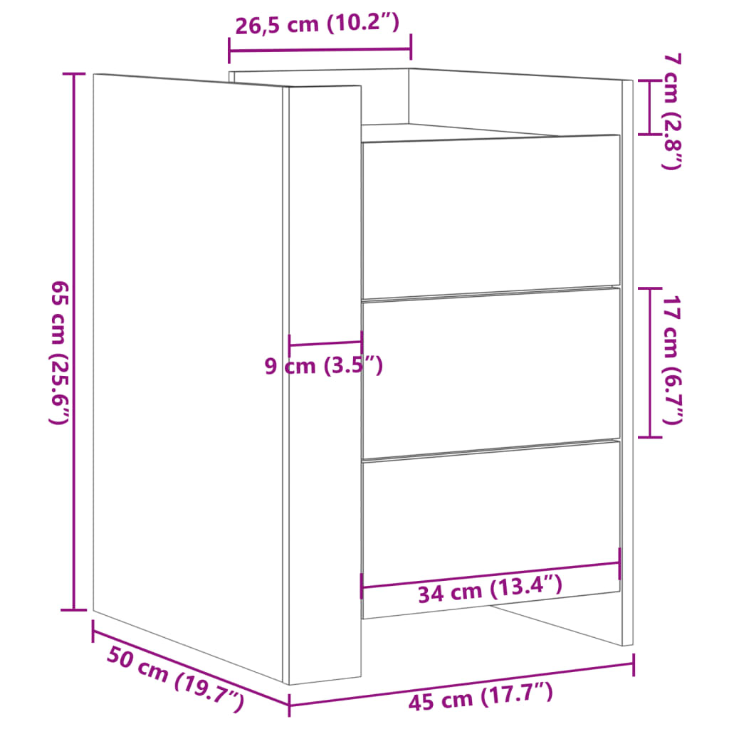 Mesita de noche madera de ingeniería marrón roble 45x50x65 cm - Imagen 11