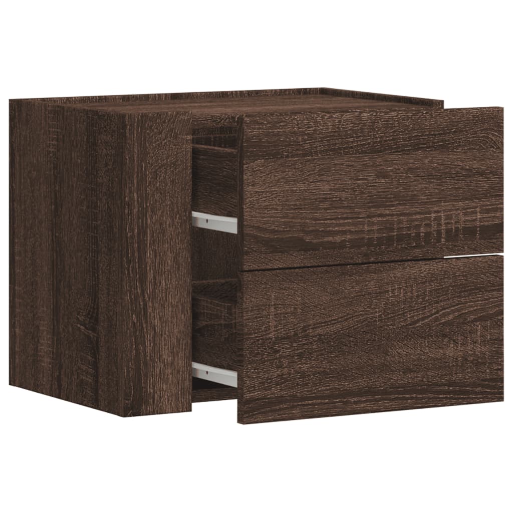 Mesita de noche de pared marrón roble 45x30x35 cm - Imagen 7