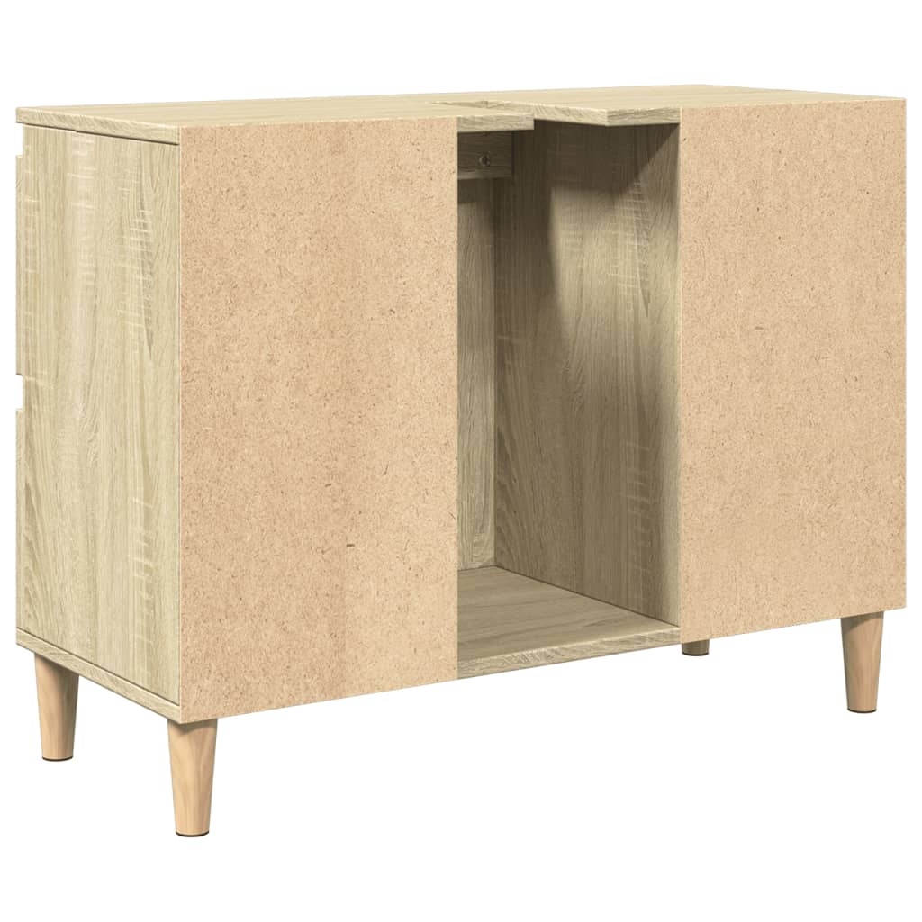 Armario de lavabo madera contrachapada roble Sonoma 80x33x60 cm - Imagen 8
