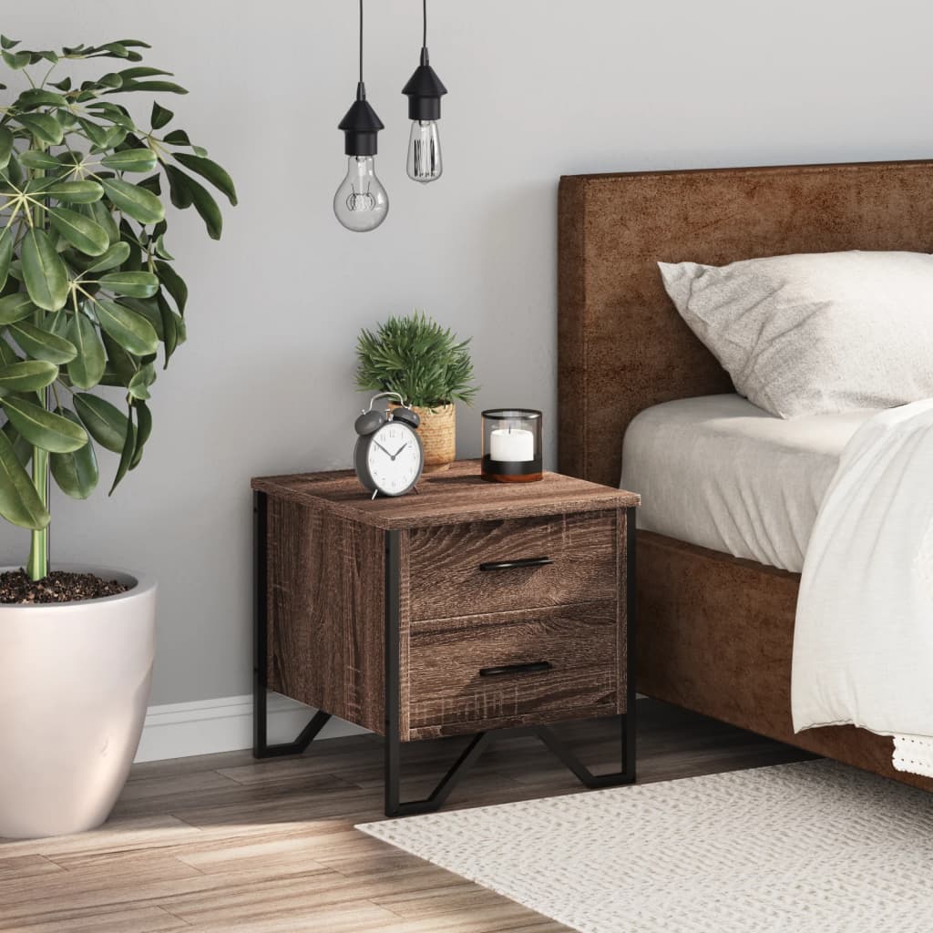 Mesita de noche madera de ingeniería marrón roble 40x41x40 cm - Imagen 3