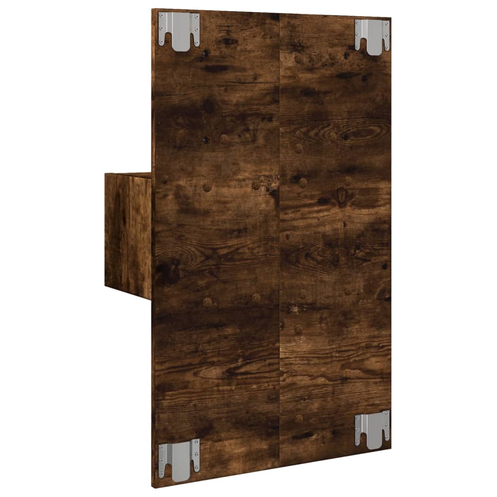 Mesita de noche de pared con luces LED roble ahumado - Imagen 8